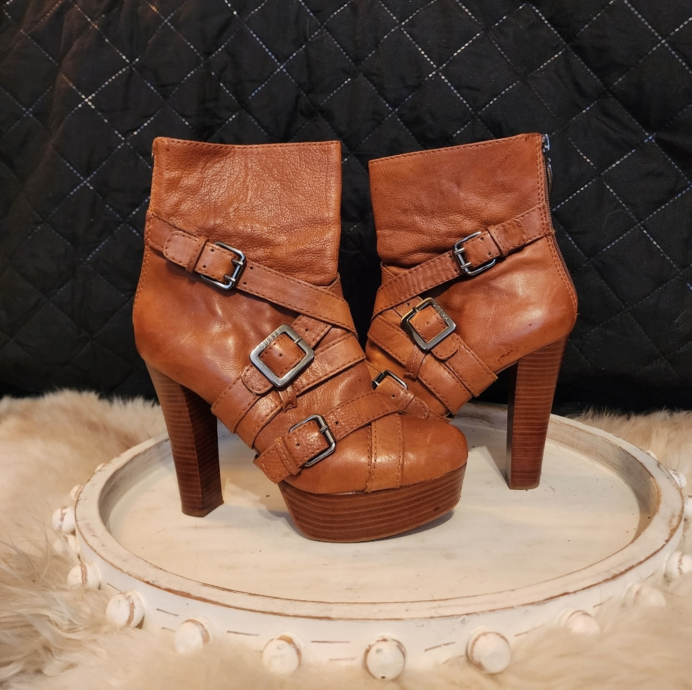GUESS ~ Platform Ankle Boots w/Buckles